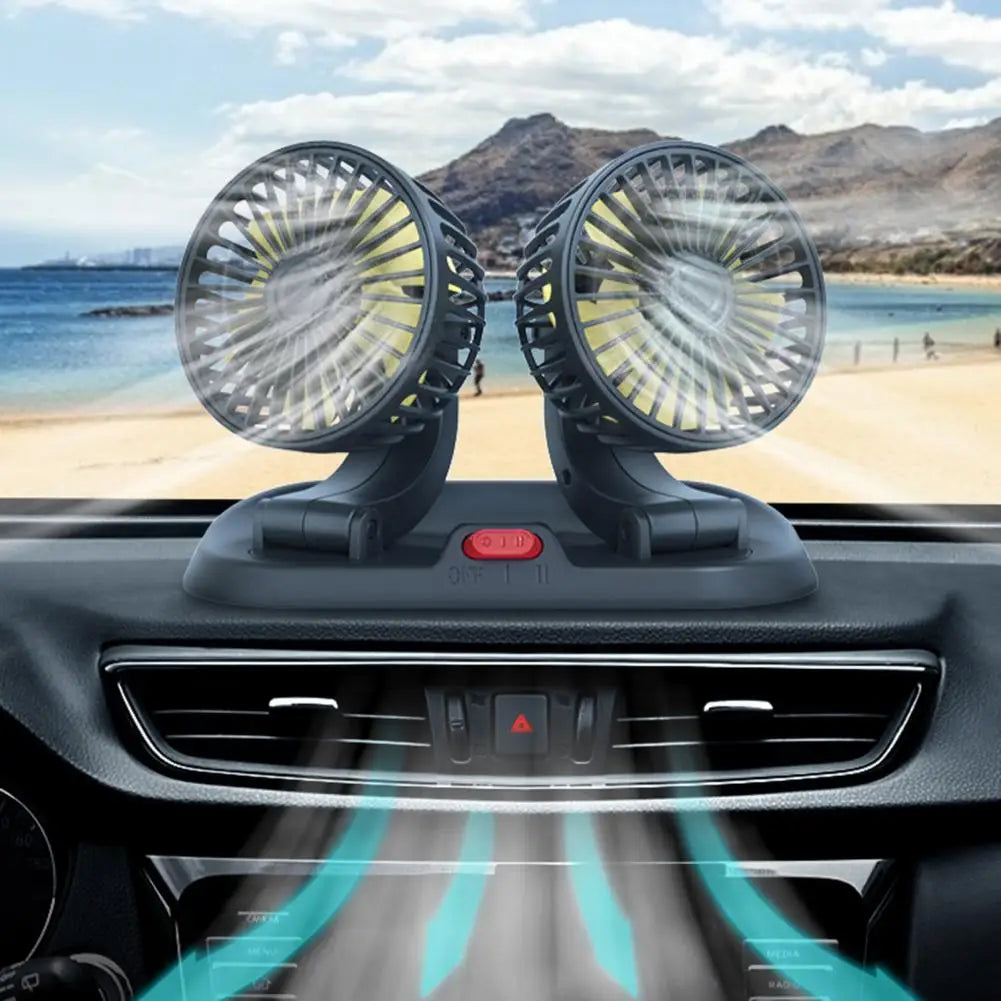 Drive Chill: Dual‑Head 2‑Speed USB Auto Fan (5‑24V)