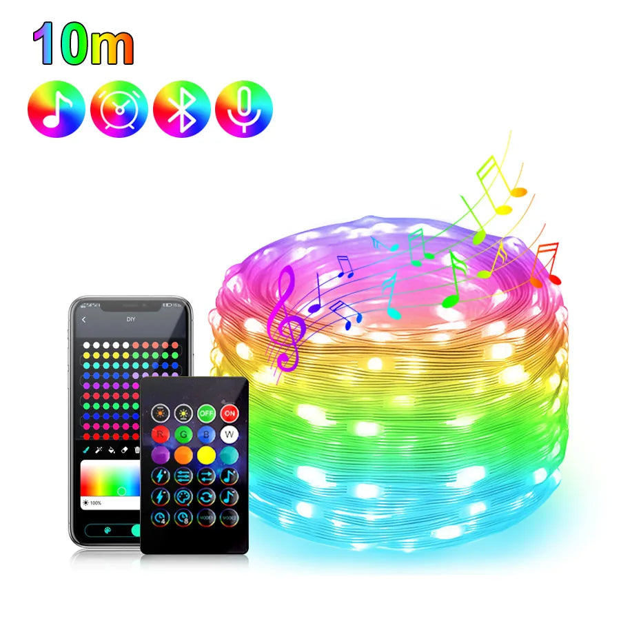 Smart RGBIC Fairy Lights Music Dream Color 1m-50m LED StripAmbient Lighting
