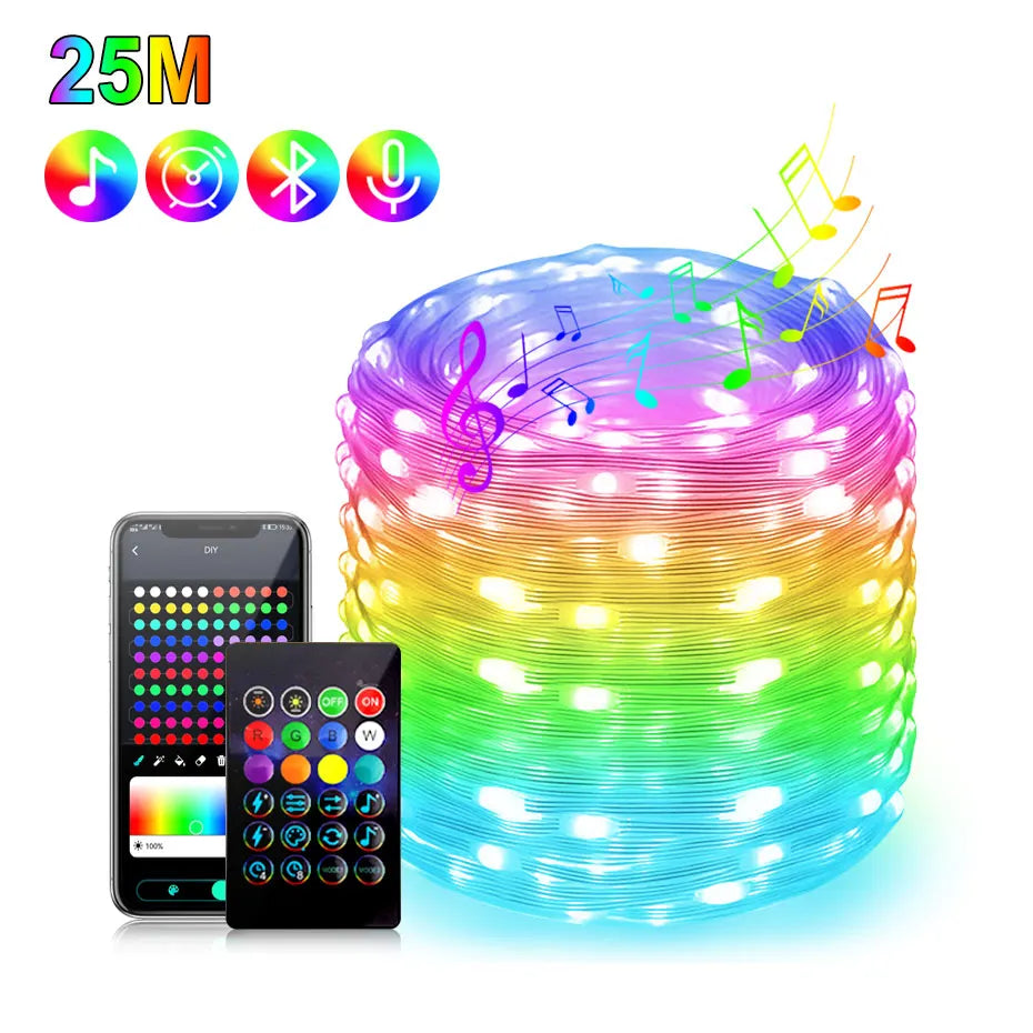 Smart RGBIC Fairy Lights Music Dream Color 1m-50m LED StripAmbient Lighting