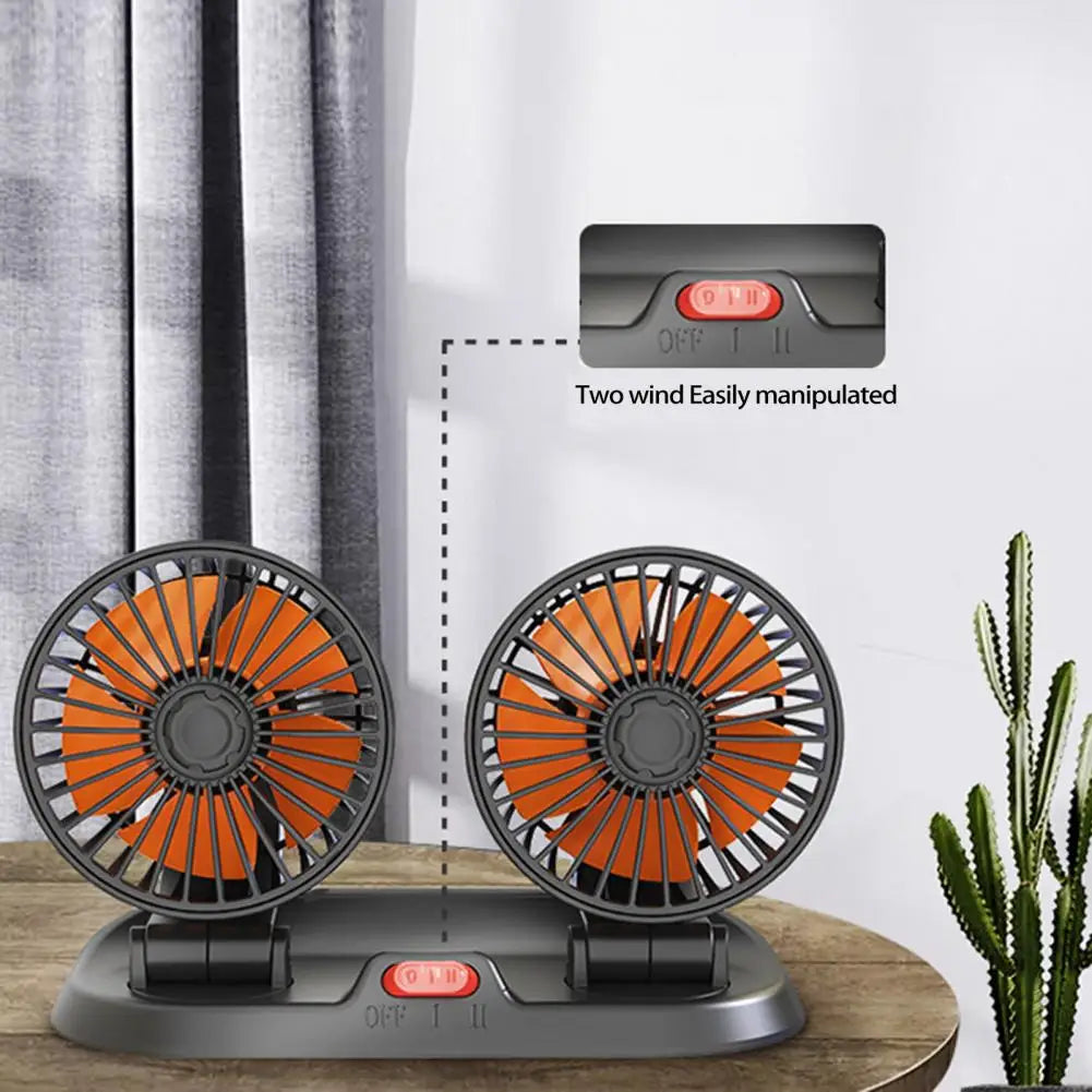 Drive Chill: Dual‑Head 2‑Speed USB Auto Fan (5‑24V)