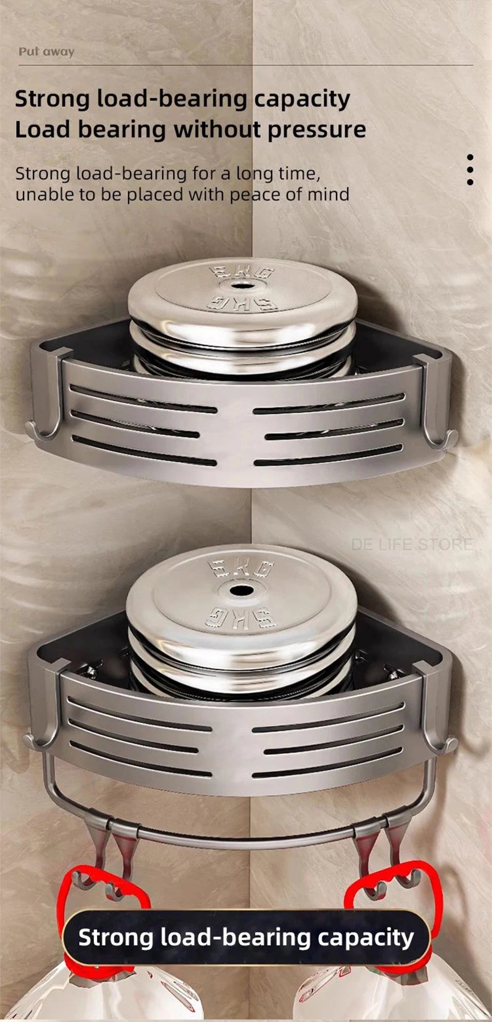 1-2PCS Bathroom Corner Shelf with Plastic Hook Towel