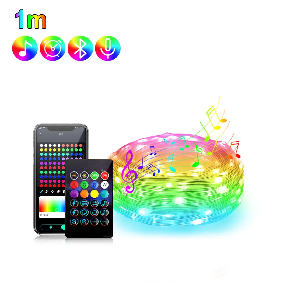 Smart RGBIC Fairy Lights Music Dream Color 1m-50m LED StripAmbient Lighting