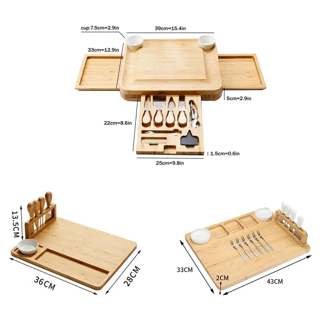 Bamboo Cheese Board Set Large Charcuterie