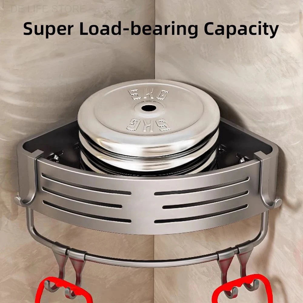 1-2PCS Bathroom Corner Shelf with Plastic Hook Towel