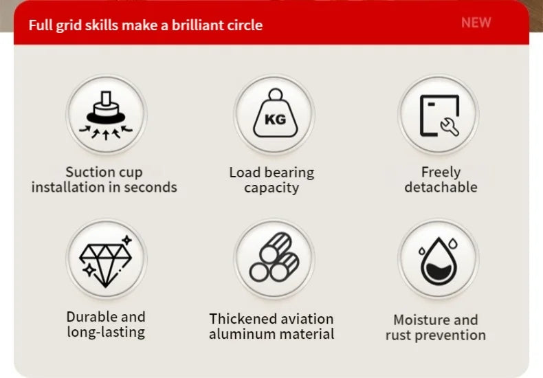 No Drill Suction Cup Suction Bathroom Rack