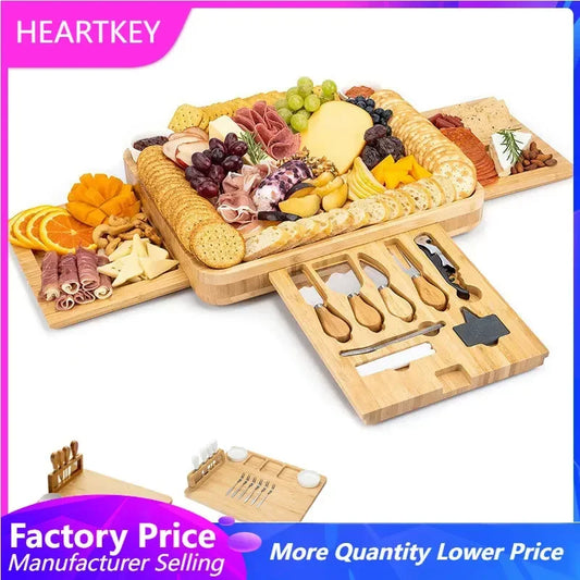 Bamboo Cheese Board Set Large Charcuterie