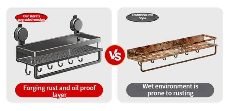 No Drill Suction Cup Suction Bathroom Rack