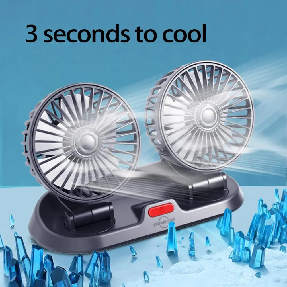 Drive Chill: Dual‑Head 2‑Speed USB Auto Fan (5‑24V)