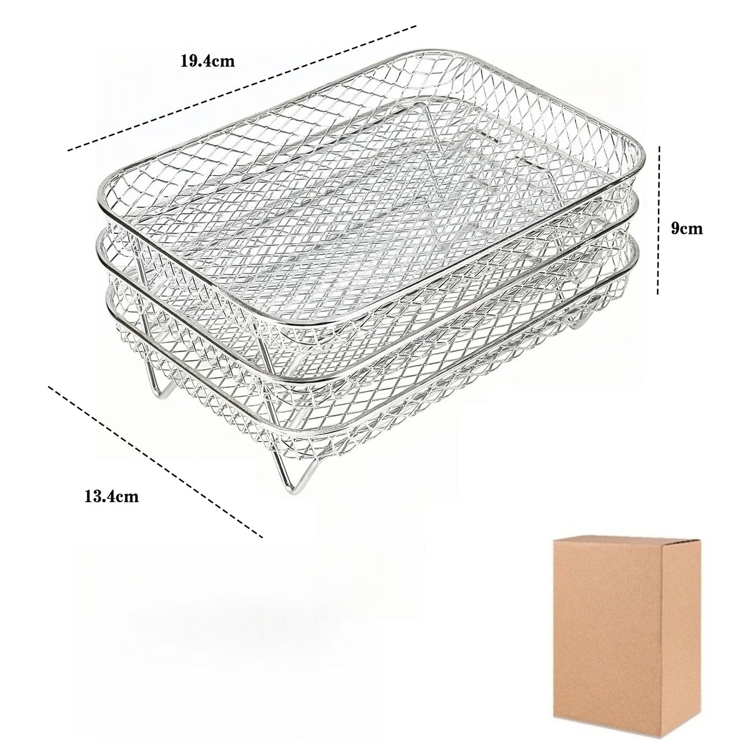 304 Stainless Steel 3-Tier Stackable Air Fryer